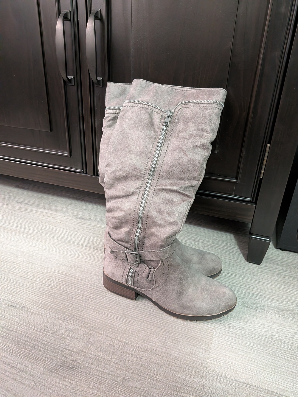 Kohl's Gray Suede Over-the-Knee Boots with Side Zip